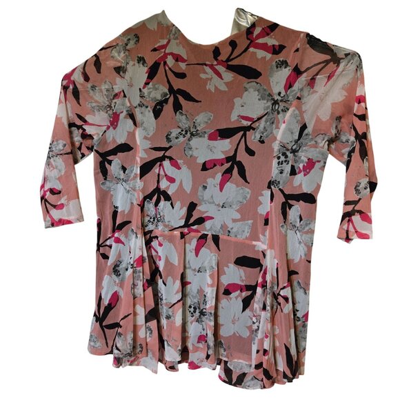 Alfani Floral Print Tunic Top With 3/4 Sleeves & Flared Hem‎ Pink/White/Black 2X - Picture 6 of 10